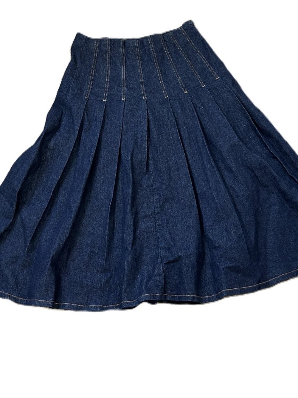 Free Assembly Stitch Pleat Maxi Skirt Denim 10 NWT